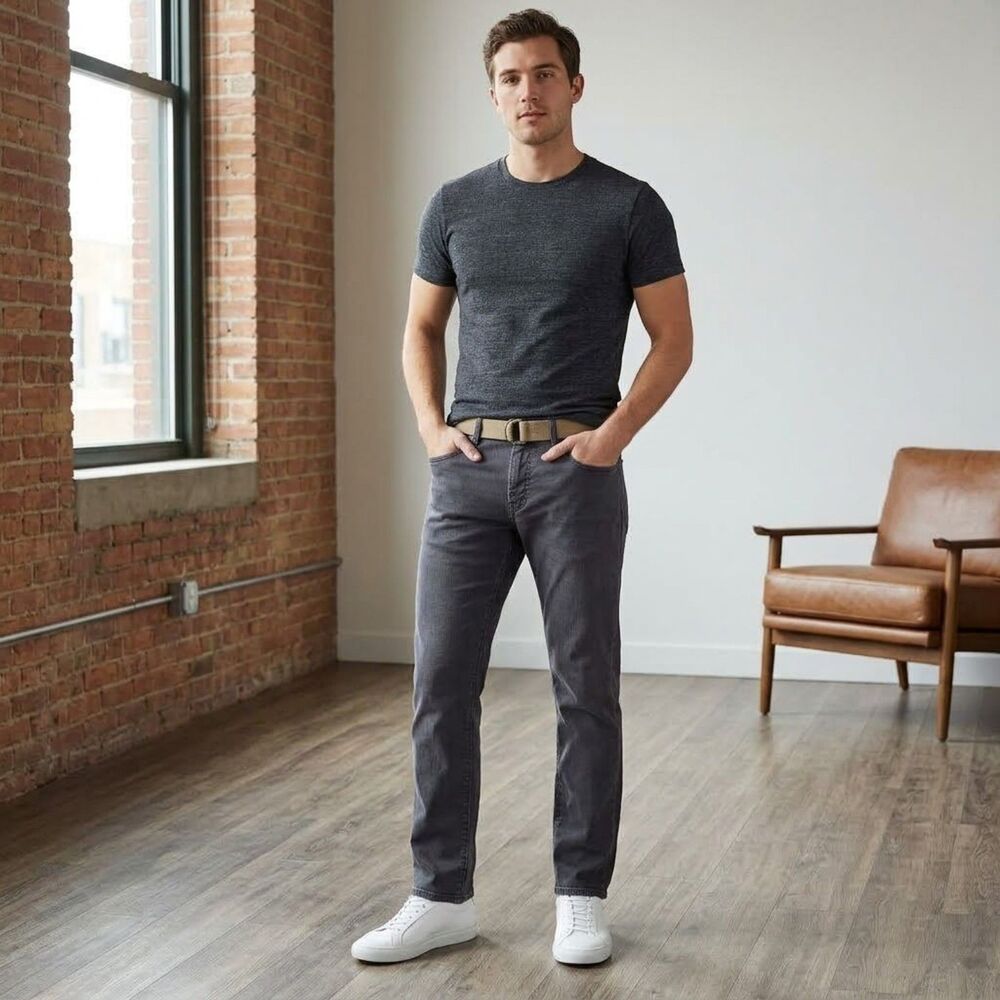 Bonobos Straight Fit Jeans Mens 33x30 Med Wash Gray Comfort Stretch Stain Travel